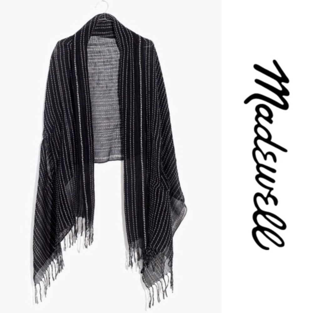 Madewell Gauze Stripe Cape Scarf - Black